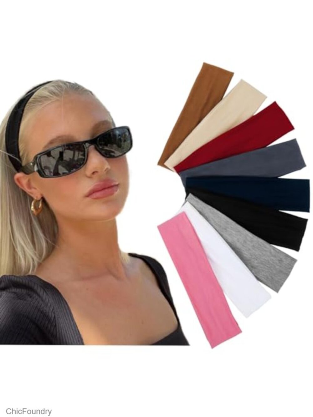 Women's Soft Fabric Headbands 9 Pack Elastic Non-Slip Hair Accessories